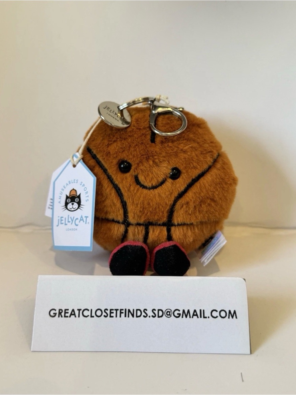 JellycatLondon NWT Brown Plush Basketball Keychain